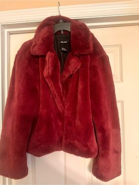 Me Jane Deep Wine Plush Faux Fur Jacket